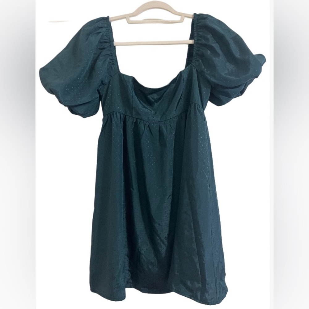 Altar'd State Dark Green Puff sleeve dress